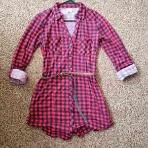Passport Size M Red Flannel Dress w/ Belt